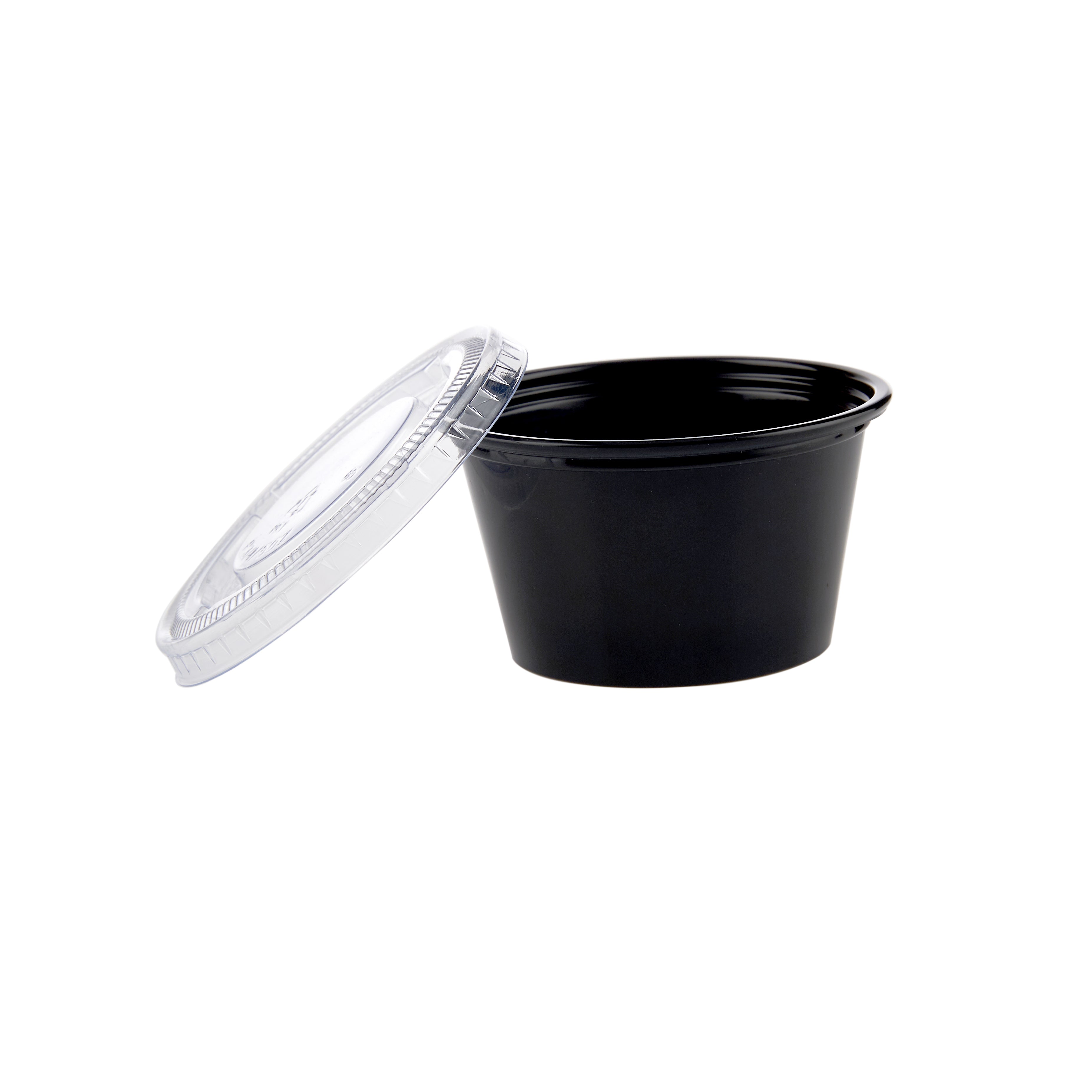 Black Portion Cup With Clear Lid