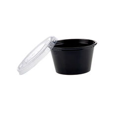 Black Portion Cup With Clear Lid