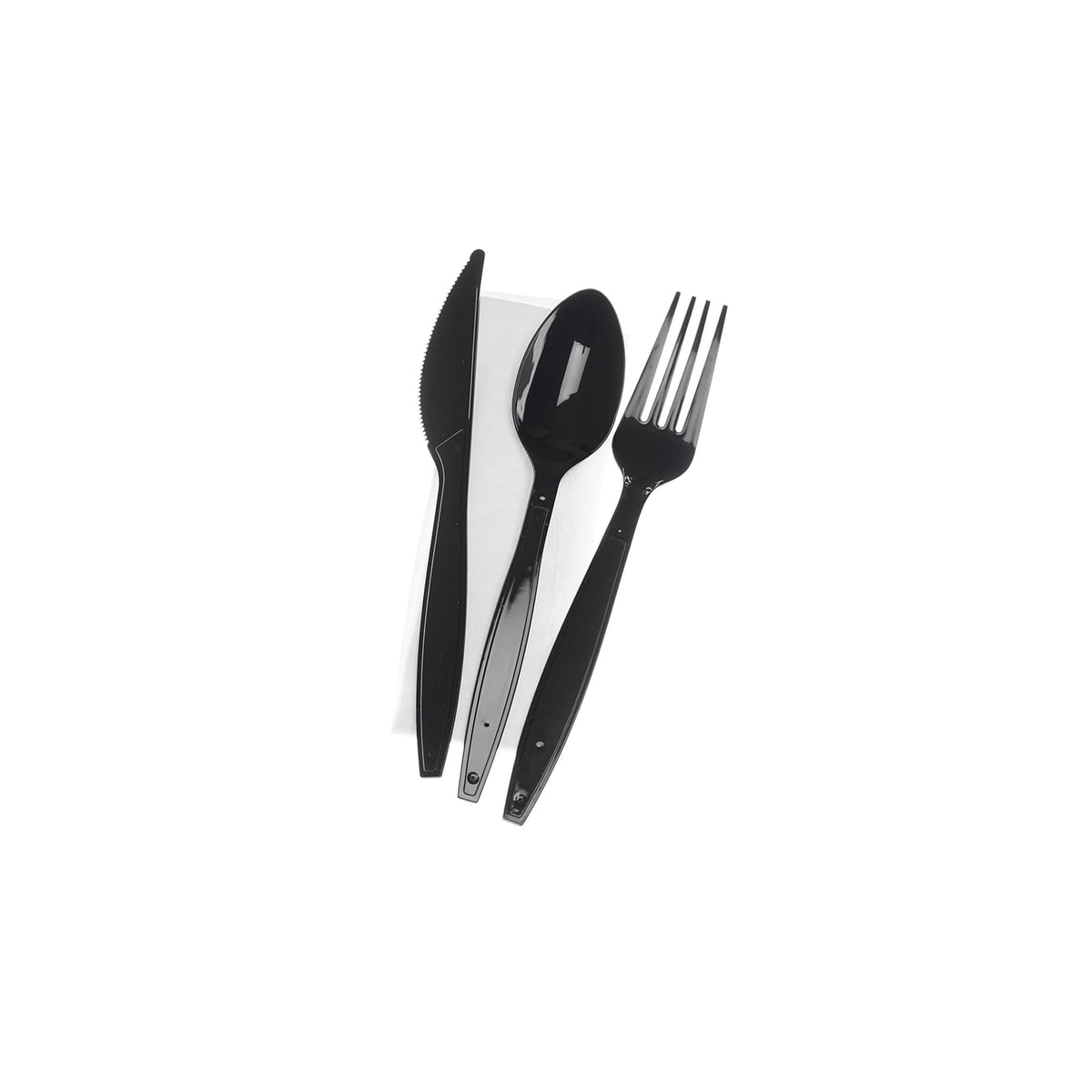  Heavy Duty Black Cutlery Set (Spoon/Fork/Knife/Napkin)