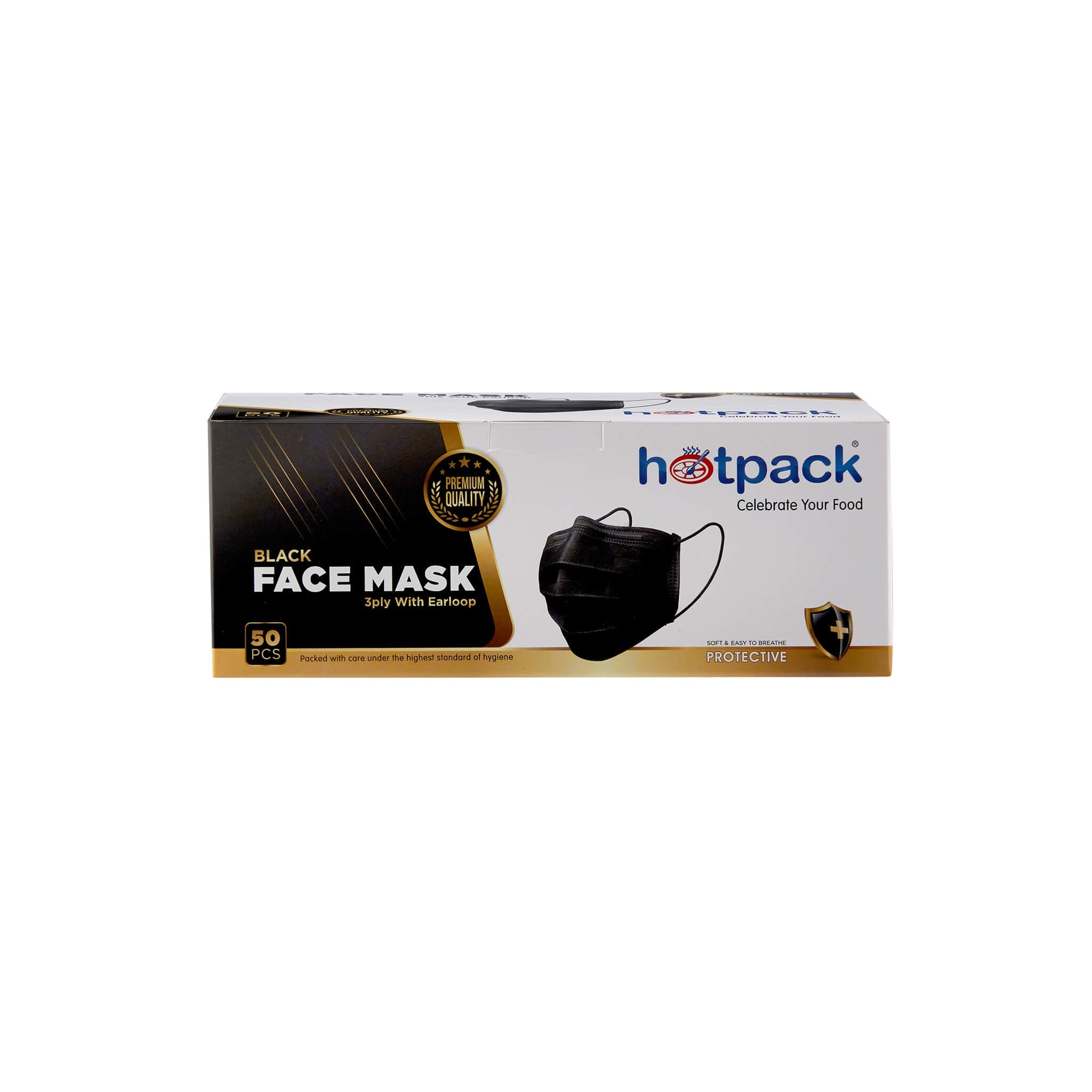 Black Face Mask 3 ply with ear loop - Qatar