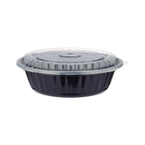 150 Pieces Black Base Round Container 32 Oz With Lids