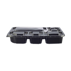  Black Base Rectangular 6-Compartment Container With Lids