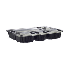  Black Base Rectangular 6-Compartment Container With Lids