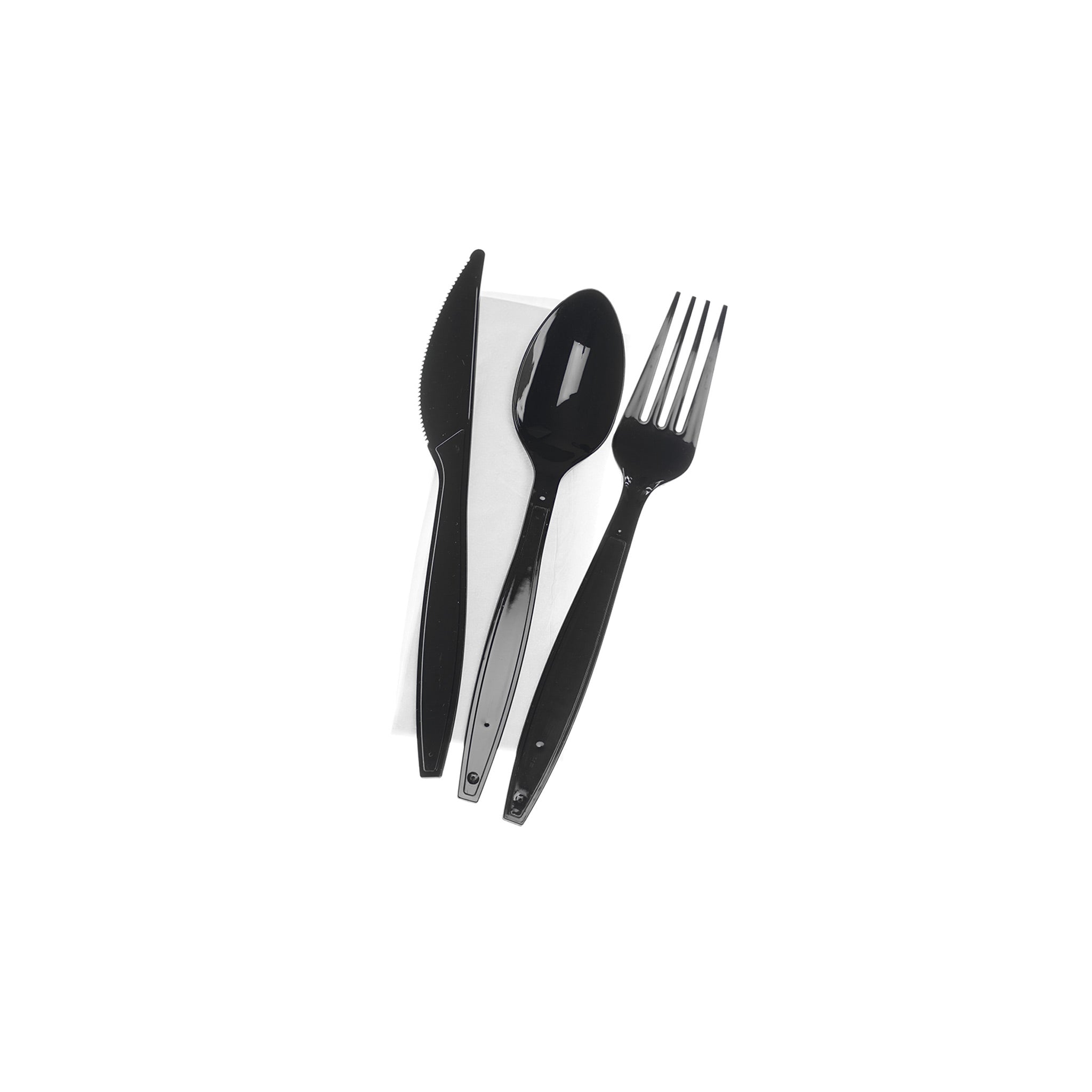 Heavy Duty Black Cutlery Set (Spoon/Fork/Knife/Napkin)