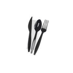 Heavy Duty Black Cutlery Set (Spoon/Fork/Knife/Napkin)