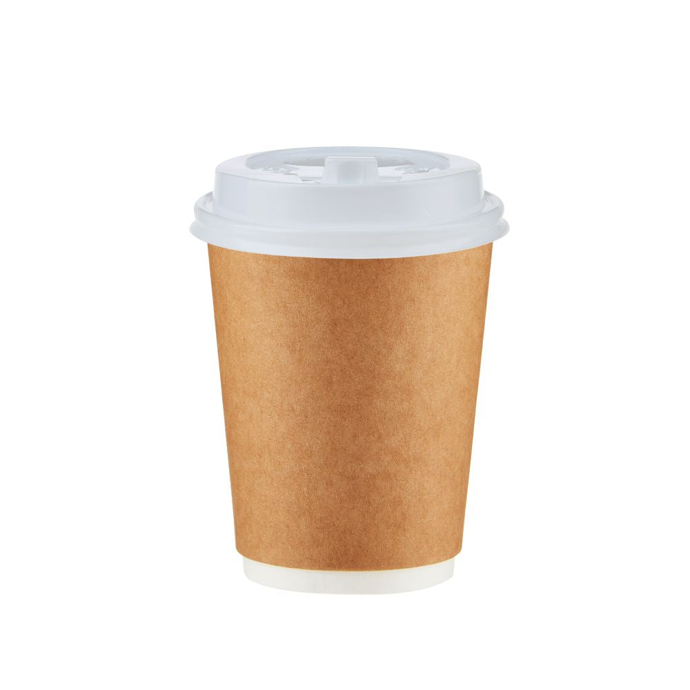 Kraft Double Wall Paper Cups with Lid