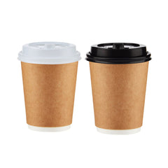  Kraft Double Wall Paper Cups with Lid