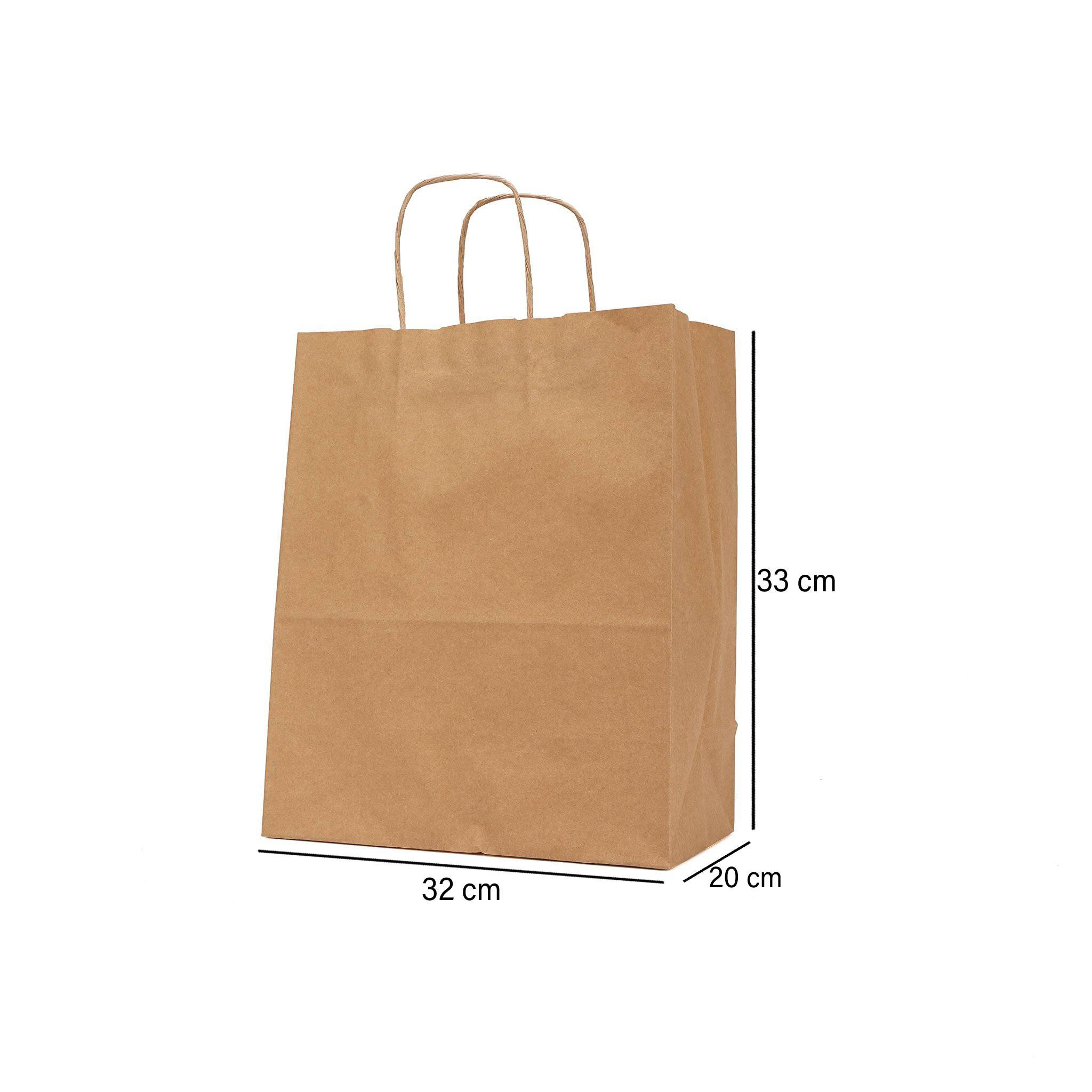250 Pieces  Kraft Brown Paper Bag Twisted Handle