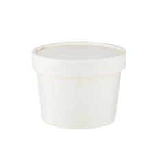 White Paper Noodle Bowl with Paper Lid