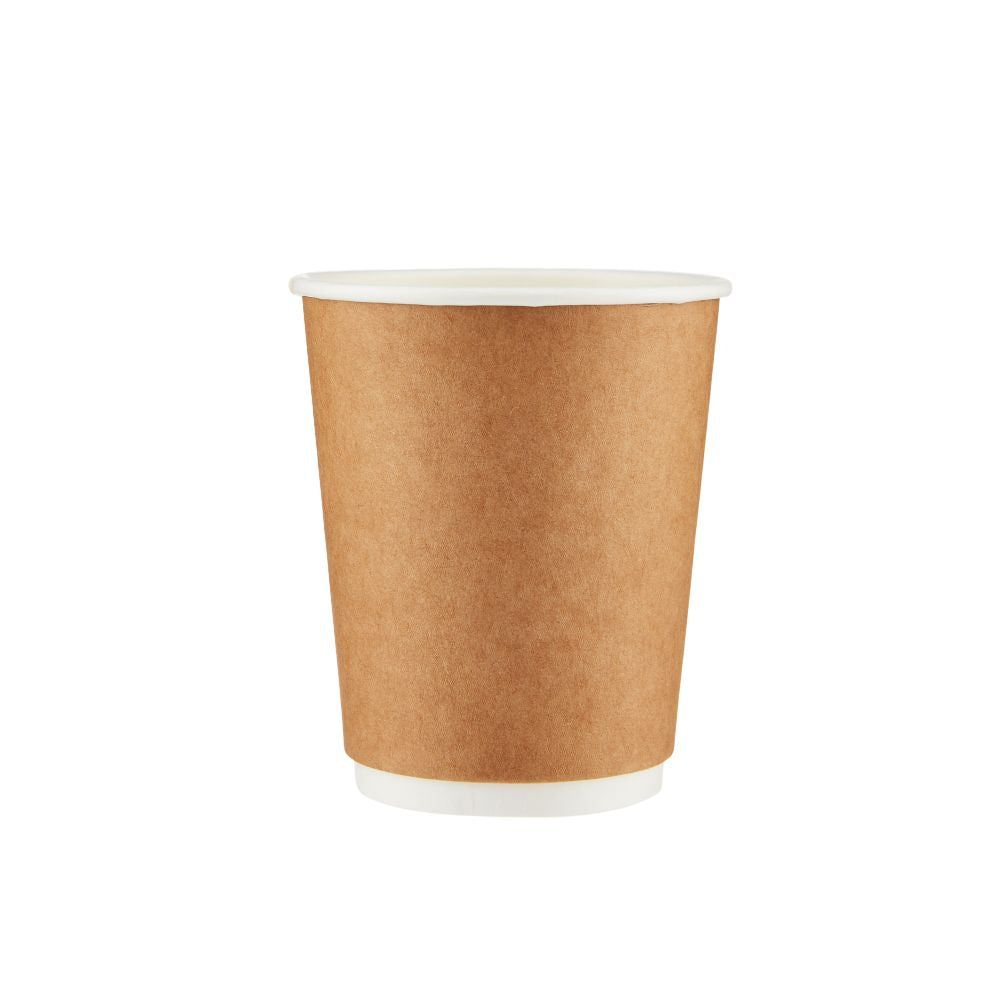 500 Pieces 8 Oz Kraft Double Wall Paper Cups with Lid