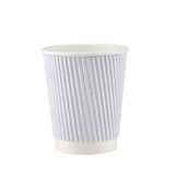 500 Pieces 8 Oz White Ripple Paper Cups With Lid