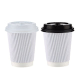 500 Pieces 8 Oz White Ripple Paper Cups With Lid -Hotpack